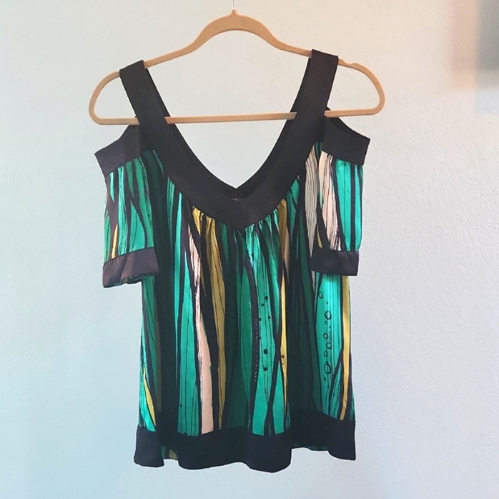 Vintage Y2k Bebe Envious Leaf Print Cold Shoulder Top